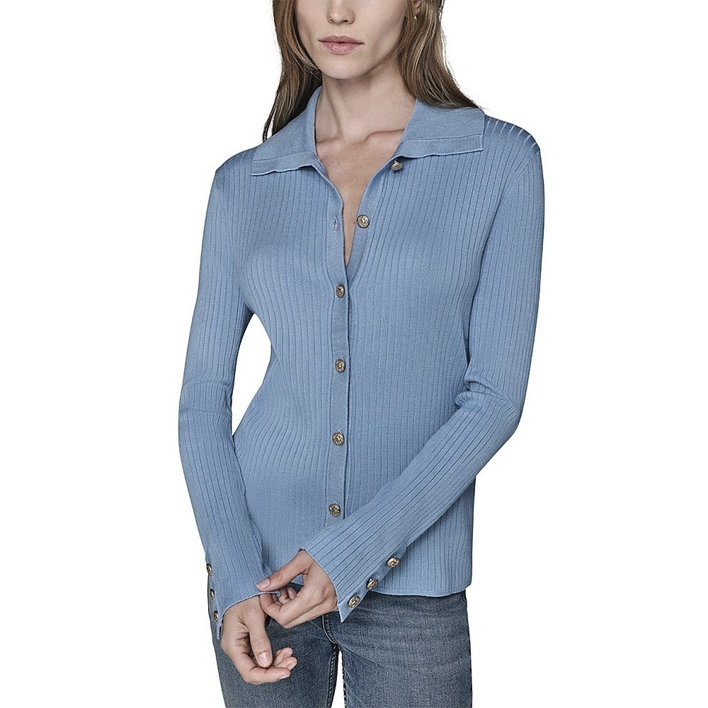 Karl Lagerfeld Paris Ribbed Blue Cardigan Size XS